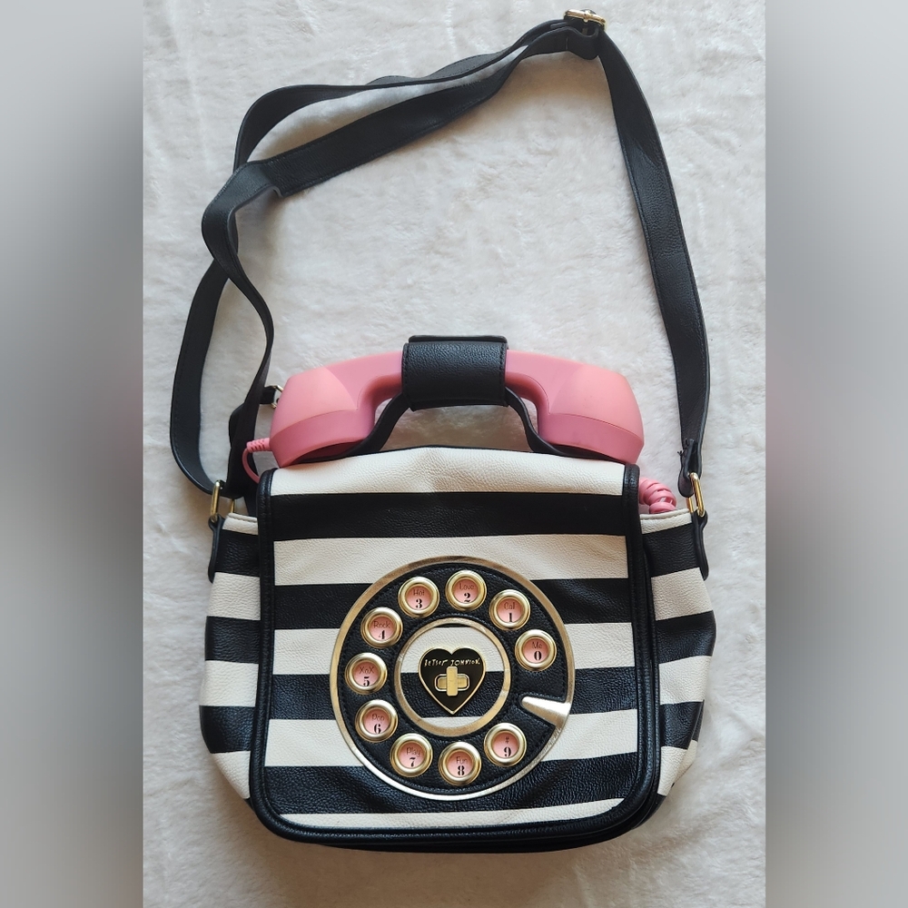 LIKE NEW Betsey Johnson Kitsch Call Me Baby With Retro Phone Design